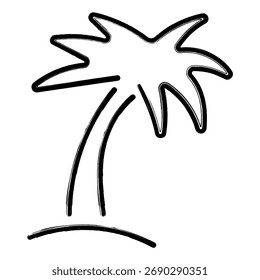 palm tree icon, brush strokes, vector illustration on white background.