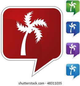 Palm tree icon button isolated on a background.