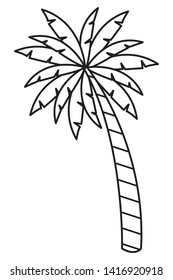 palm tree icon cartoon isolated in black and white vector illustration graphic design