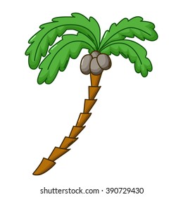 Palm tree icon in cartoon style isolated on white background