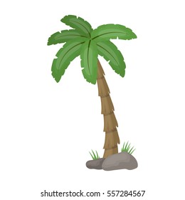 Palm tree icon in cartoon style isolated on white background. Brazil country symbol stock vector illustration.
