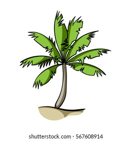Palm tree icon in cartoon style isolated on white background. Surfing symbol stock vector illustration.