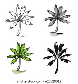 Palm tree icon in cartoon style isolated on white background. Surfing symbol stock vector illustration.