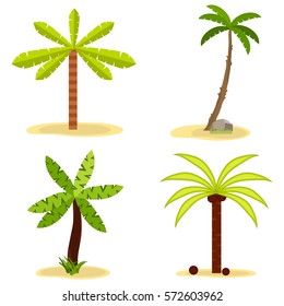 Palm, Palm Tree Icon, Coconut, Tropical Forest, Tropics. Flat Design, Vector Illustration, Vector.