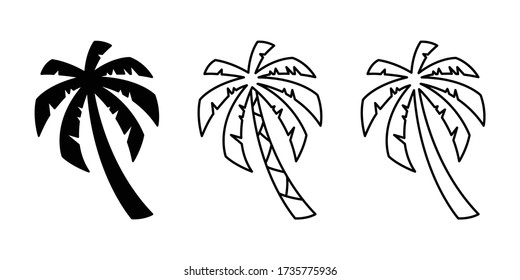 palm tree icon coconut tree vector logo symbol sign tropical summer beach cartoon character illustration design