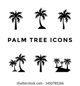 palm tree icon collection with black and white