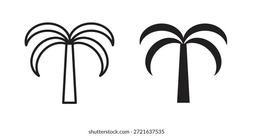 Ícone Palm Tree em preenchido, linha fina, estilo de traçado para site e aplicativos