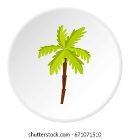 Palm tree icon in flat circle isolated vector illustration for web
