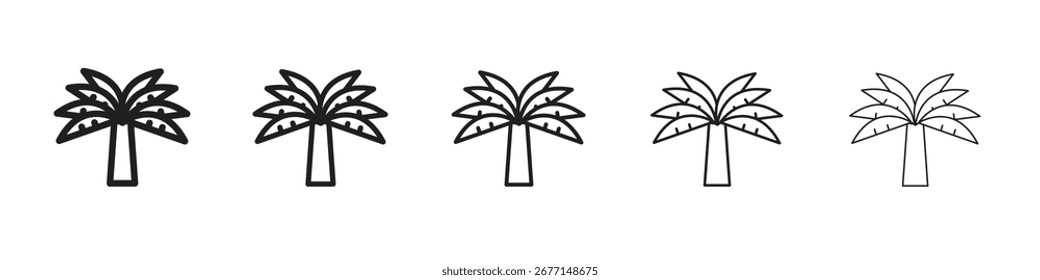 Icono de palmera ilustración plana conjunto logo