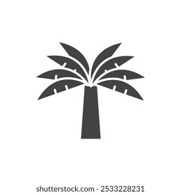 Palm tree icon Flat simple outline set