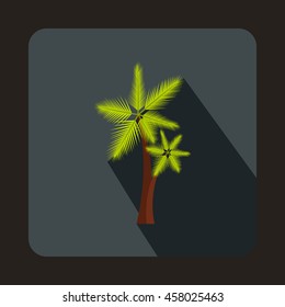 Palm tree icon in flat style on a gray background