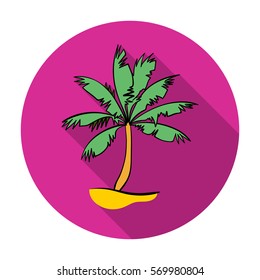 Palm tree icon in flat style isolated on white background. Surfing symbol stock vector illustration.