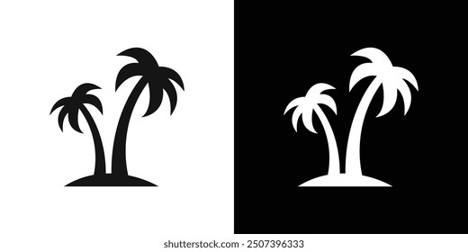 Palm tree icon Flat vector set outline