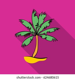 Palm tree icon in flate style isolated on white background. Surfing symbol stock vector illustration.