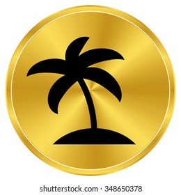 palm tree icon - gold vector icon