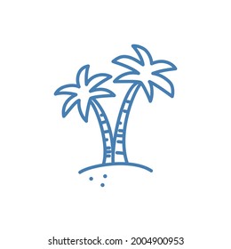 Palm tree icon, Hand drawn outline icon on white background