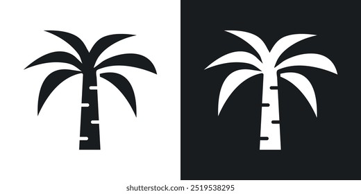 Palm tree icon icons in black and white filled style