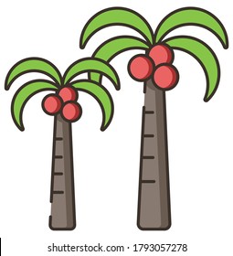 Palm tree icon illustration flat design