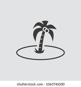 Palm tree icon isolated of flat style. Vector illustration.