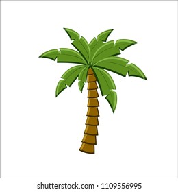 Palm tree icon isolated on white background. Cartoon style vector illustration.