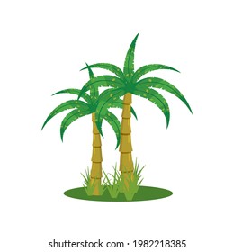 Icono de árbol de palma aislado en blanco. Ilustración del vector