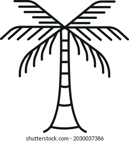 Palm tree icon isolated on white. Tourism, tropical island, jungle symbol. Exotic tree. Coconat tree vector. Design element. Web icon. 