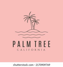 palm tree icon line art logo vector symbol illustration design