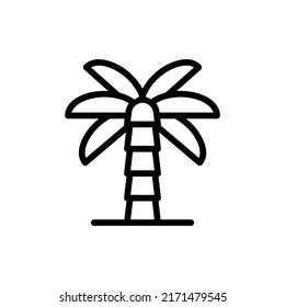 Palm Tree Icon. Line Art Style Design Isolated On White Background