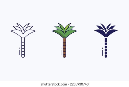 Palm Tree icon, line and glyph vector illustration