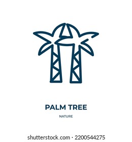 Palm tree icon. Linear vector illustration from nature collection. Outline palm tree icon vector. Thin line symbol for use on web and mobile apps, logo, print media.