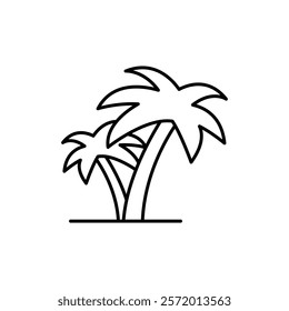 Palm tree icon in liner stroke style