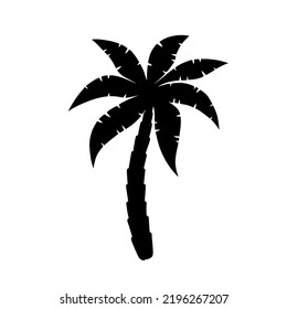 Palm tree icon. Logo coconut palm. Black silhouette palm isolated on white background. Coconuts palmtree for design summer prints. Palmetto tree. Vector illustration