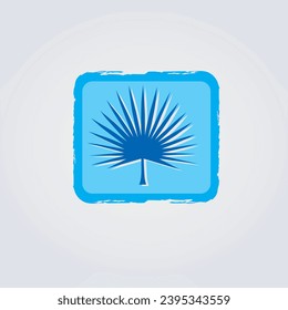 Diseño del logotipo del icono del árbol de palmas con marco - Naturaleza, colores azules