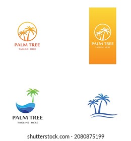 palm tree icon logo template