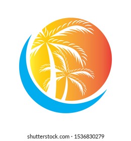 palm tree icon logo vector