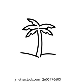 Palm tree icon. Minimal line art illustration of a tropical palm tree, perfect for beach, summer, and vacation-themed designs. Vector illustration