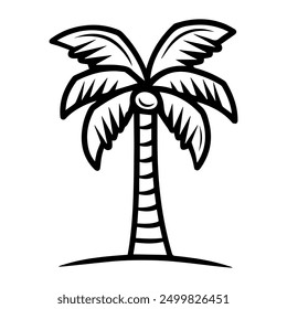 Palm Tree icon or modern line symbol. Vector line art and icon design with bold outline. Black and white Pixel Perfect minimalistic symbol isolated white background. Silhouette simple thin sign