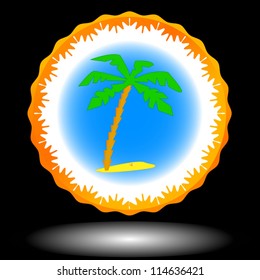 Palm tree icon on a black background