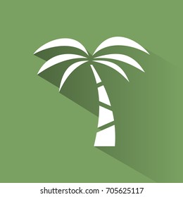 Palm tree icon on a green background with shade