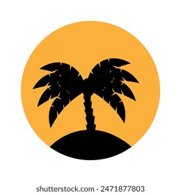 Icono de palmera sobre fondo naranja