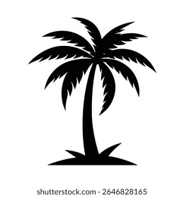 Palm Tree Icon on White Vector Backgrounds
