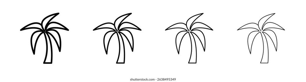 Palm tree icon Outline sign symbol set