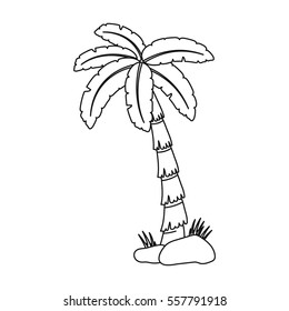 Palm tree icon in outline style isolated on white background. Brazil country symbol stock vector illustration.