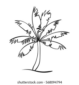 Palm tree icon in outline style isolated on white background. Surfing symbol stock vector illustration.