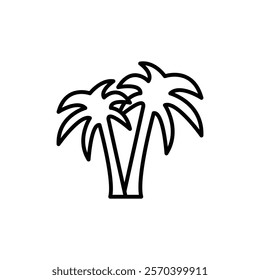 Palm tree icon Outline thin set
