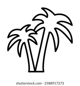 Palm tree icon Outline vector symbol sign