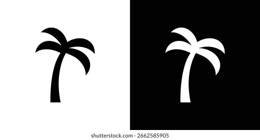 Palm tree icon set in black glyph style. silhouette collection vector illustration.