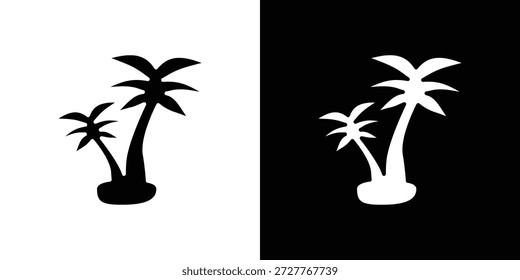 Palm tree icon set. flat icon collection. flat line silhouette set.