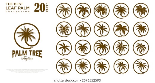 Palm tree icon set logo design template . vector illustration
