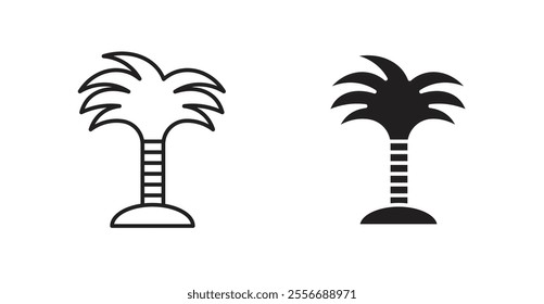 Palm tree icon set in Thin line black color.